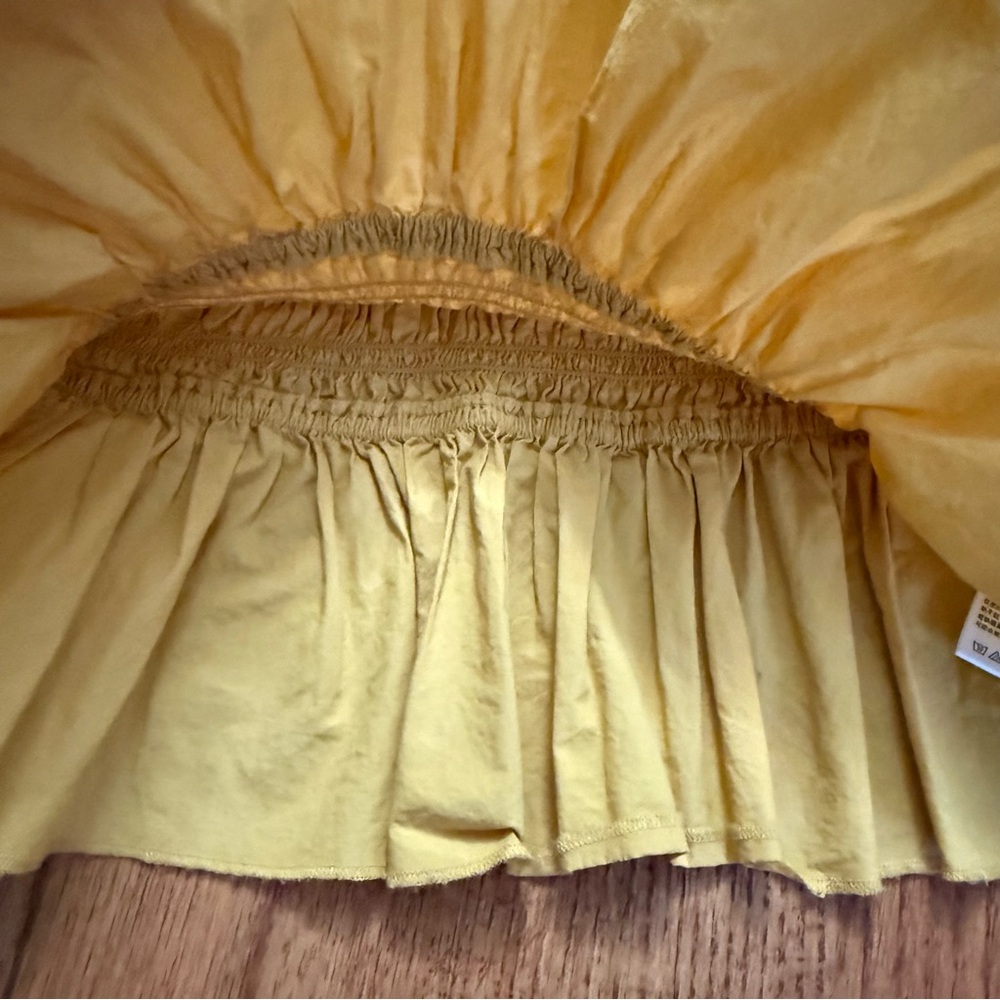 Free People Whoa Yellow Smocked Poplin Off The Shoulder Top size M - Picture 10 of 13